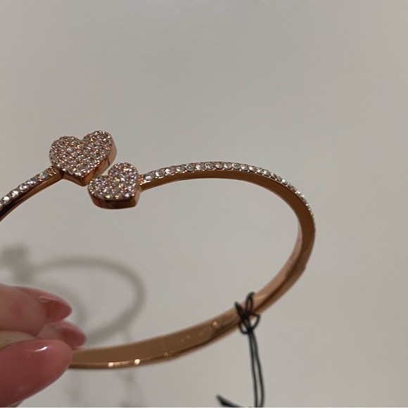 NWT! Kate Spade Yours Truly Pave Open Heart Hinge Cuff Bracelet - Picture 7 of 10